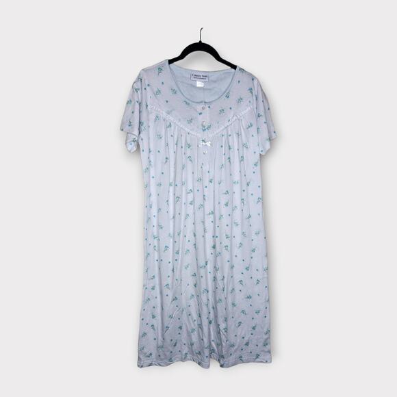 Country Store Floral Nightgown Grannycore White Blue Women’s Medium - Picture 1 of 7
